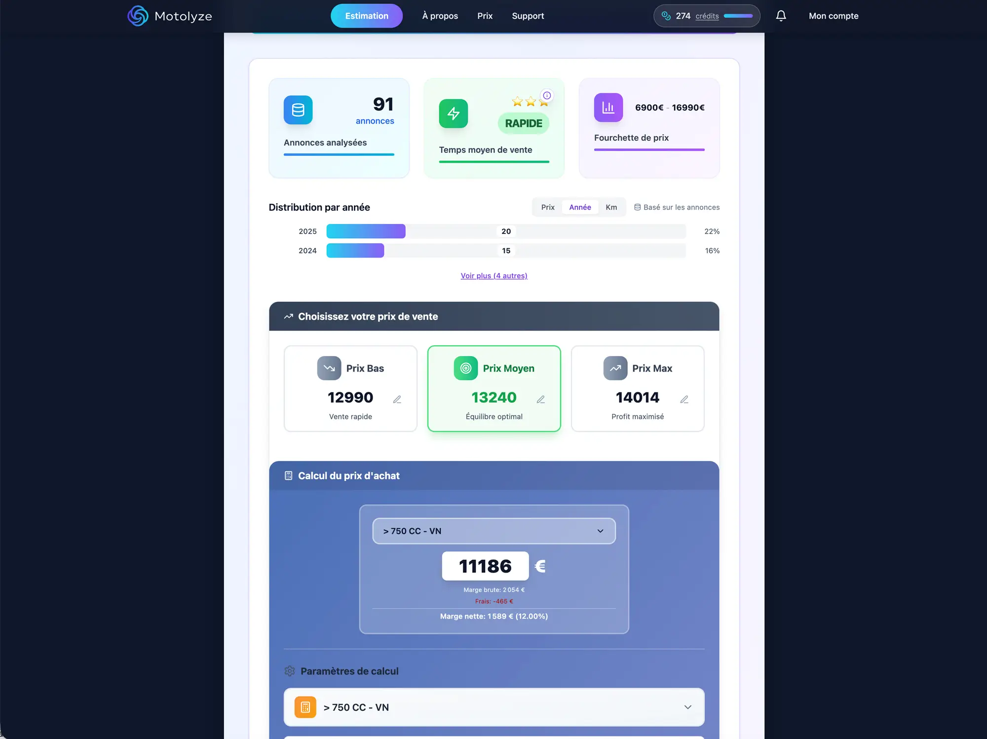 Capture d'écran - Estimation IA des Prix
